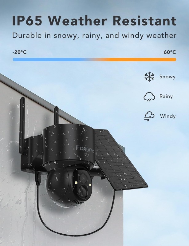 2K Solar Security Cameras Wireless Outdoor, 2.4G WiFi Outdoor Camera with Col... gallery