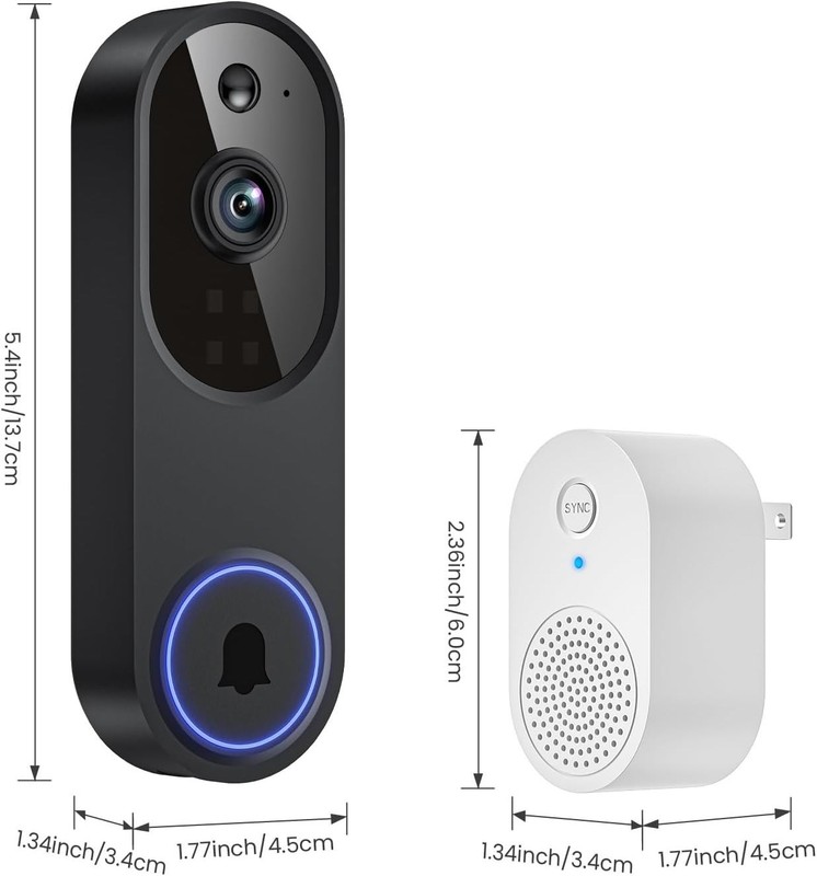 Video Doorbell 1080p HD Camera WI-FI Night Vision Motion Detection Wireless gallery