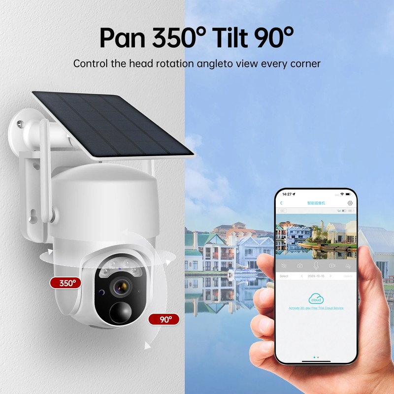 5MP Solar Battery Camera PTZ PIR Human Detection Night Vision Security Cameras gallery