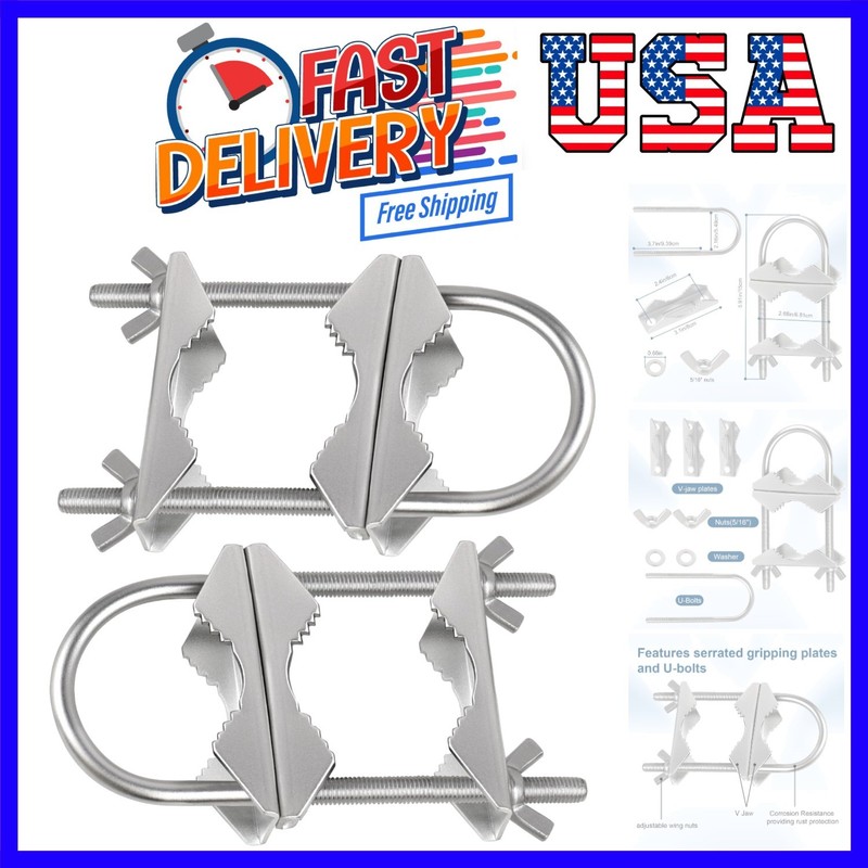Dual Antenna Mast Clamp, Galvanized Iron U-Bolt Mounting Bracket for Antennas…