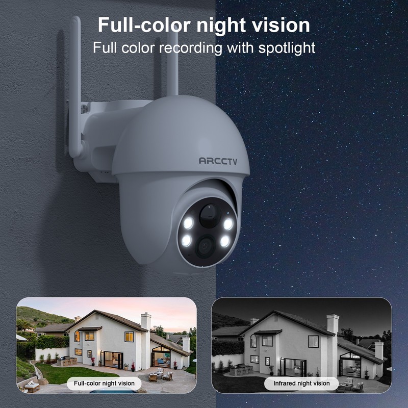 ARCCTV Outdoor 5Ghz Wifi Solar Security Camera 3MP Wireless 360° PTZ Audio 2PACK gallery