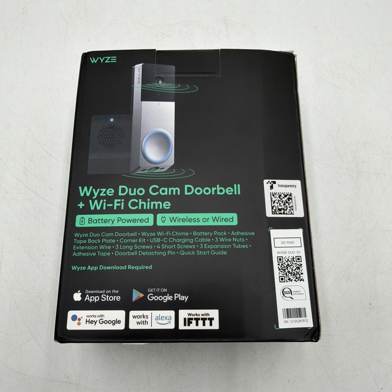 WYZE Wireless Duo Cam Video Doorbell Chime Included Battery Powered 2K Silver gallery