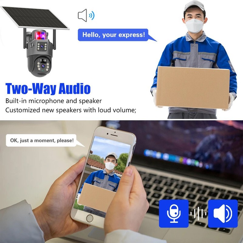 Solar Battery Powered Wireless WiFi Outdoor Pan/Tilt Home Security Camera System gallery