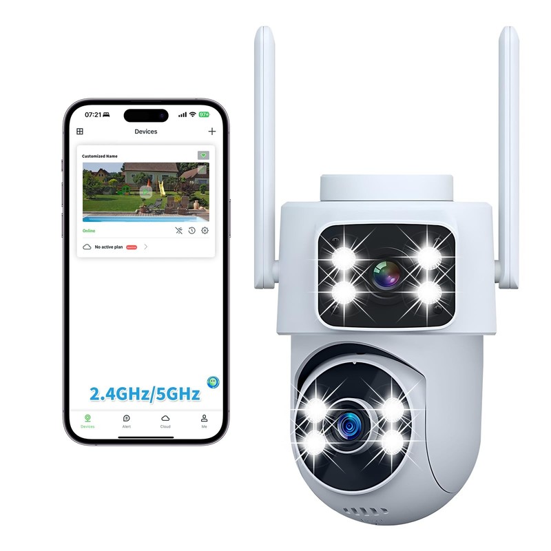 Dual Lens 2K Outdoor Security Camera – 360° Pan & 90° Tilt PTZ, 5GHz/2.4G WiF…