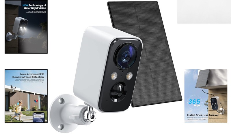 Multi-Functional Solar Security Camera with Sound & Light Alarms for Safety gallery