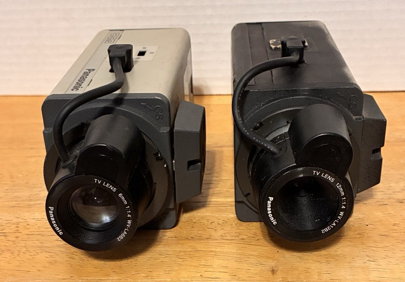 Lot-2 Panasonic WV-BP104 UNTESTED Monochrome CCTV Security Camera 6 & 12mm Lens