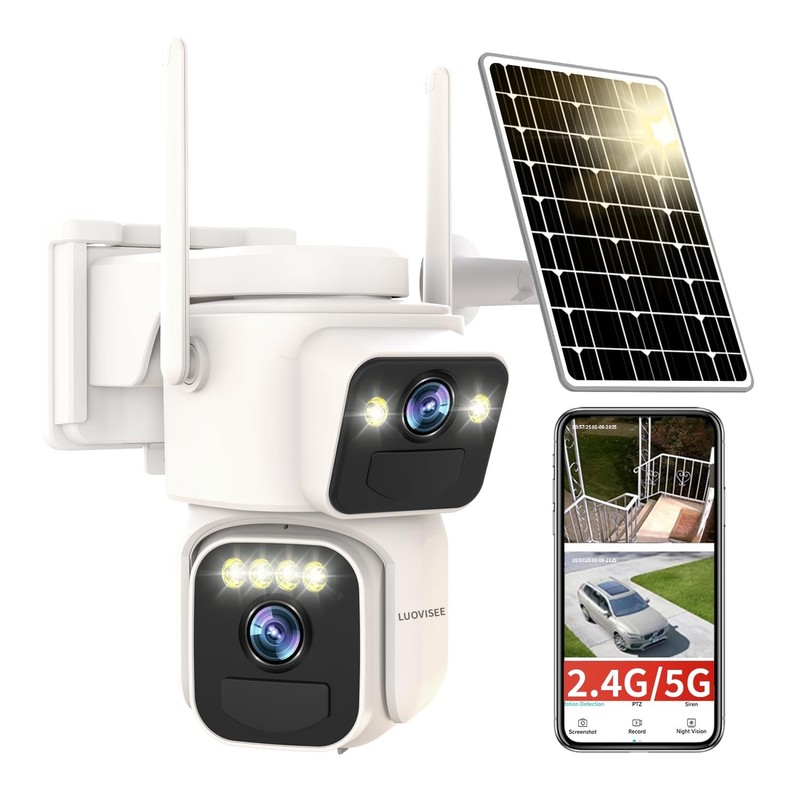 Luovisee Solar Security Cameras Outdoor Wireless,2.4G/5G WiFi 1 Pack