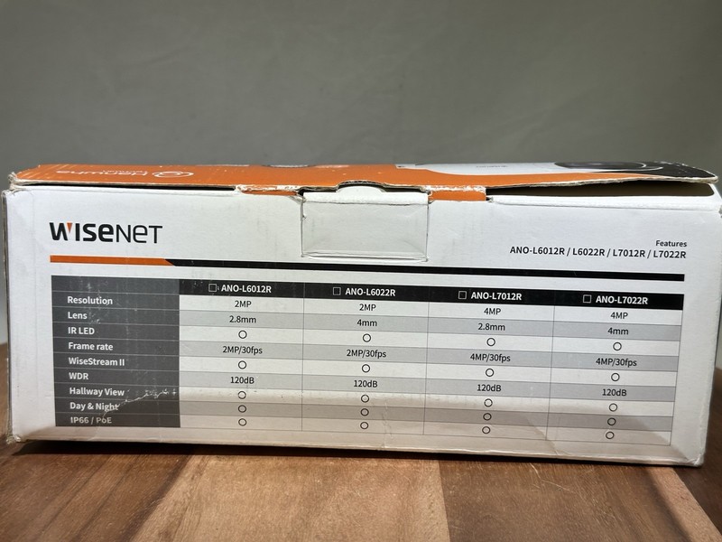 Hanwha 4MP IR Bullet Security Camera, Day & Night 2.8mm Lens ANO-L7012R gallery
