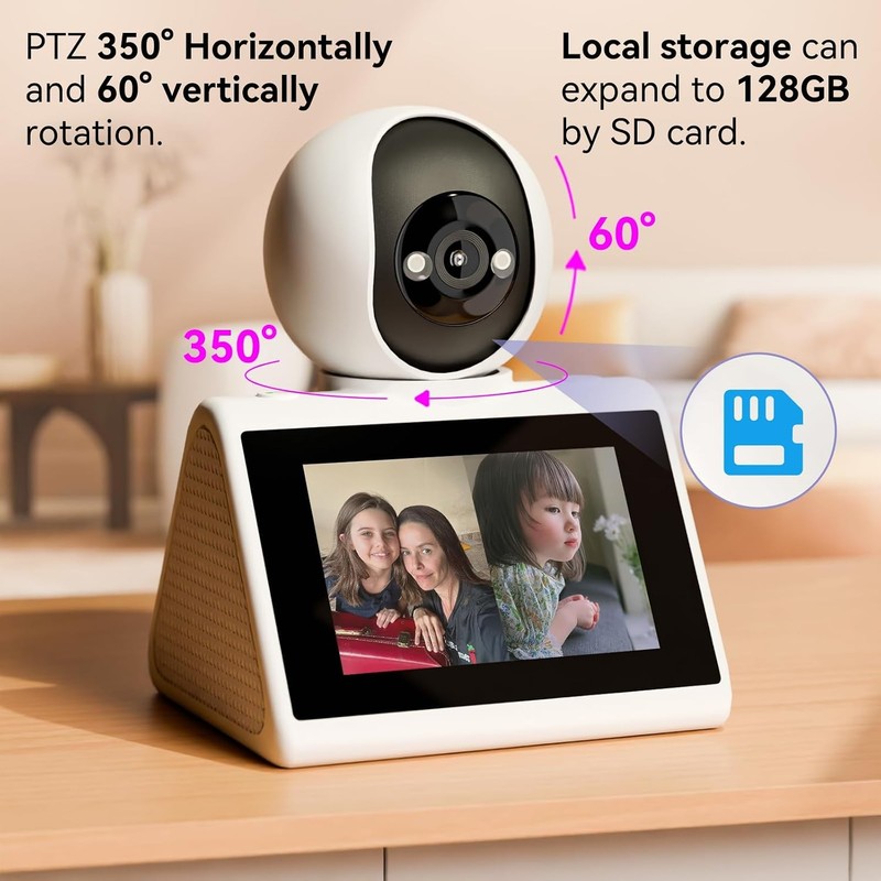 Home Security Camera W/ 4.3" Screen Two Way Video Call Function Elderly Baby gallery