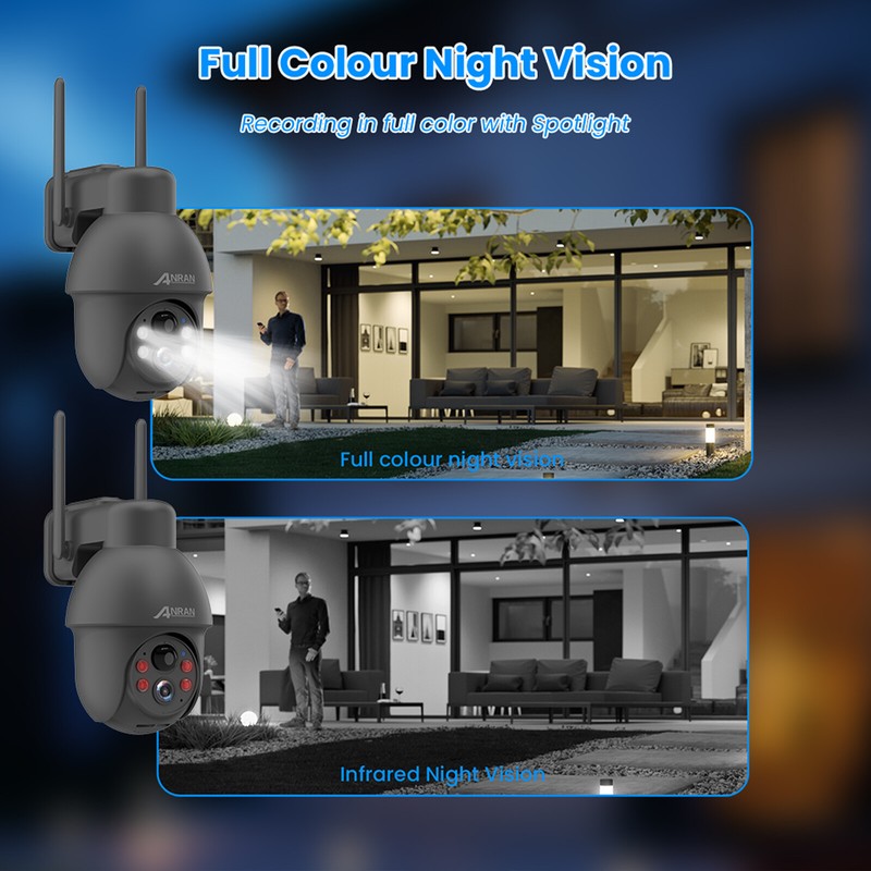 ANRAN Solar Security Camera System Wifi Battery Outdoor 360° PTZ Wireless IP66 gallery