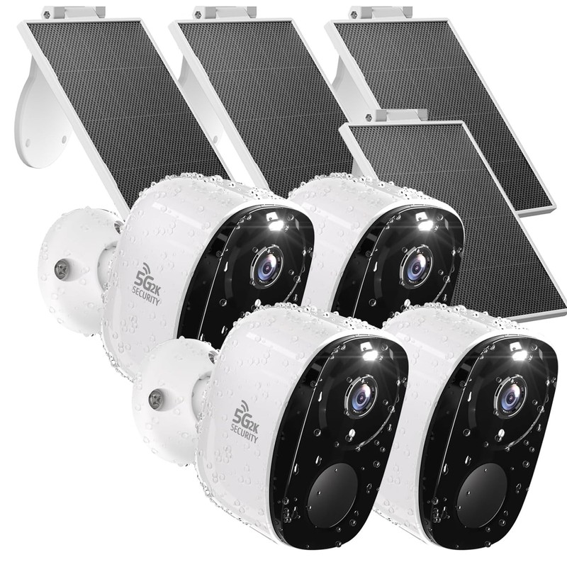 2.4/5G 4PC Wireless Solar Outdoor Security Camera with Solar Panels