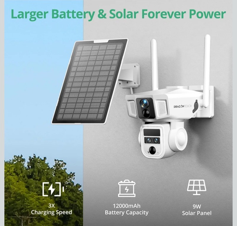 4G Cellular Security Camera, 4K Wireless Outdoor Solar Camera 3Lens Bul... gallery