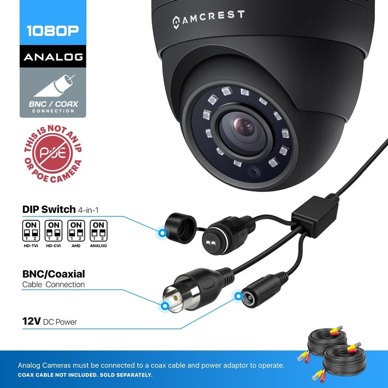 Amcrest 1080P 1920TVL Dome Outdoor Security Camera Quadbrid 2MP Analog Warranty gallery