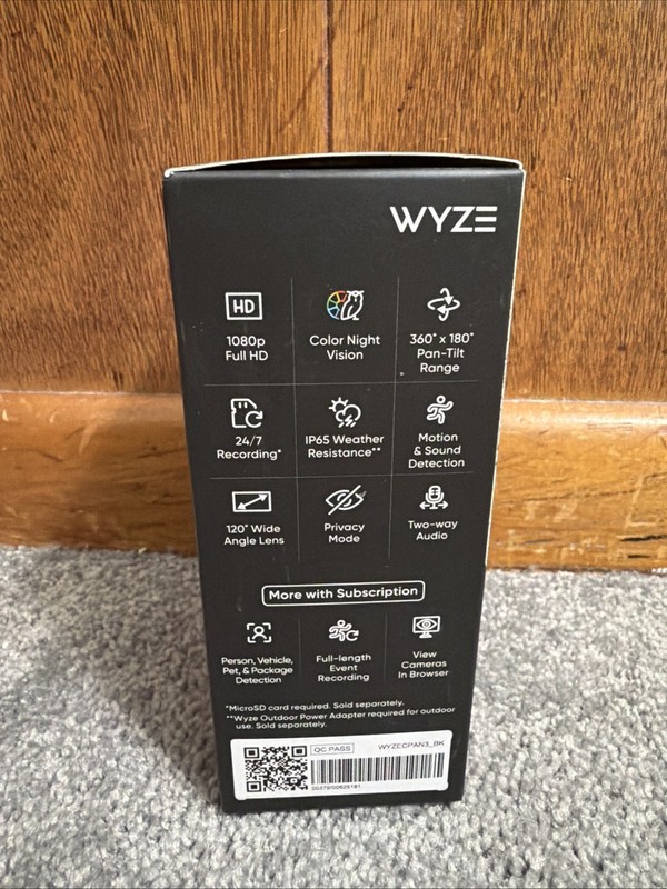 WYZE Cam Pan v3 Black 360° Tilt/Zoom Smart Home Security Camera-NEW & SEALED gallery