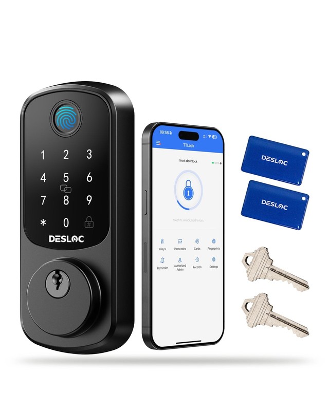 DESLOC Smart Door Lock B200, Deadbolt 6.1 *2.87 * 0.98 inch, Black