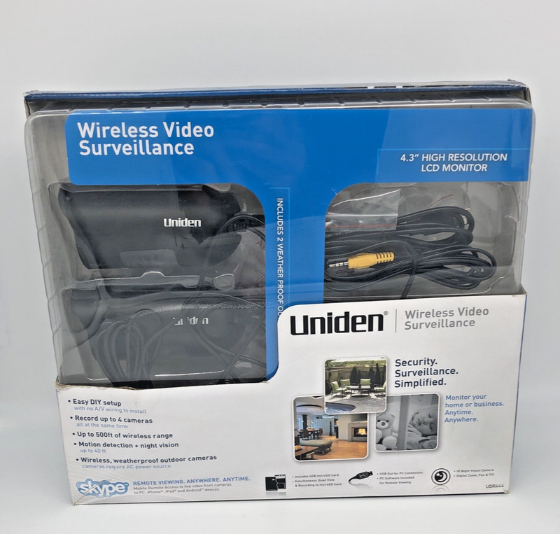 Uniden UDR444 Wireless Security Camera System w/ Monitor Night Vision Motion TV