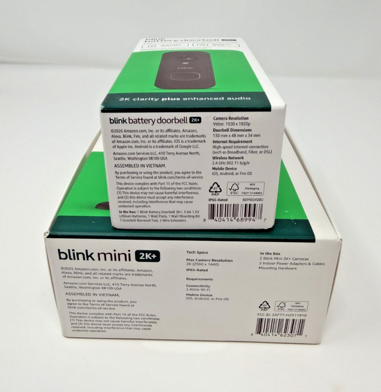 Blink Mini 2K+ Cameras Indoor/Outdoor & Wireless Video Doorbell 2K Newest Models gallery