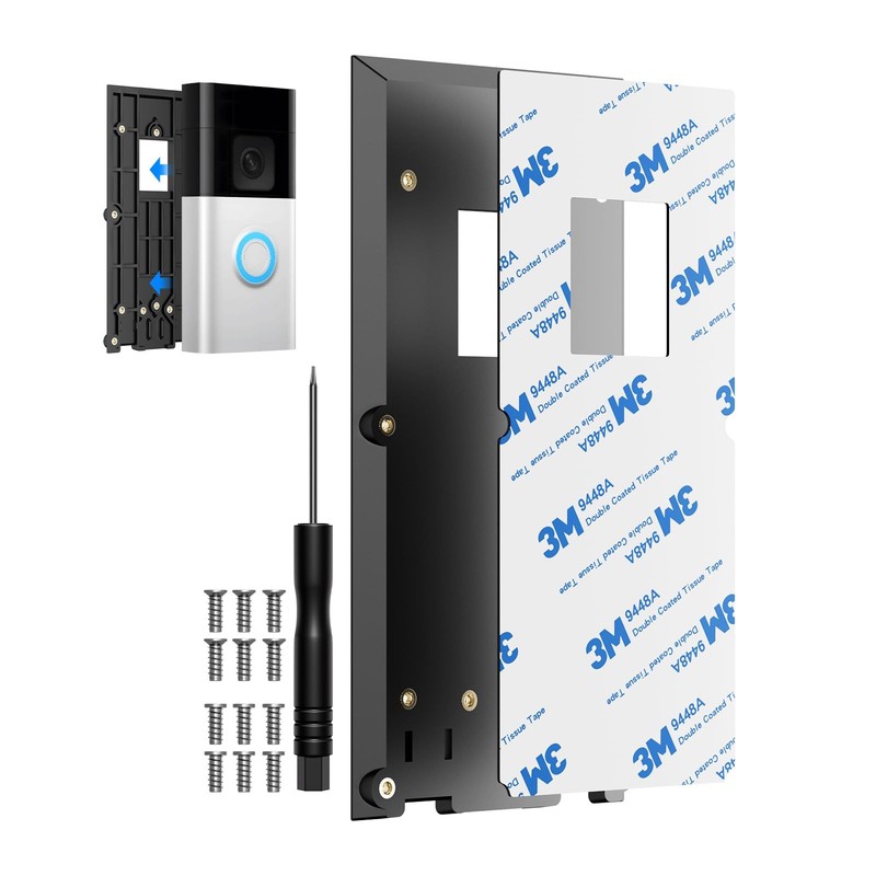 No-Drill Ring Doorbell Mount – Adhesive Door Bracket Compatible with Ring Vid…