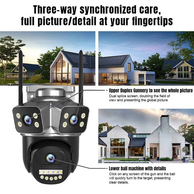 4K WIFI Surveillance Camera Three Screen Viewing Night Vision Security Cam LOT gallery