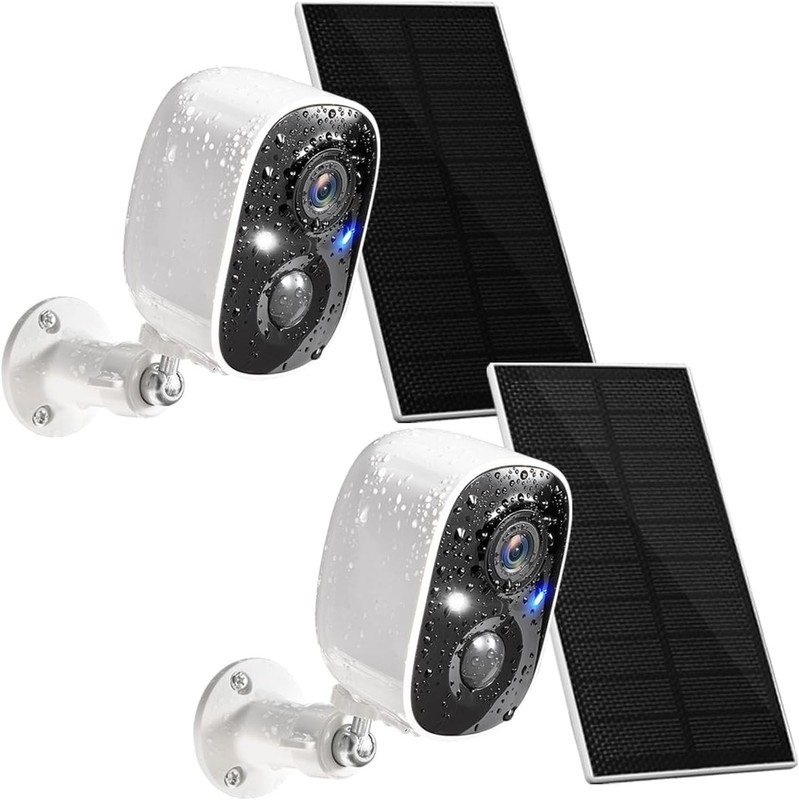 GMK Solar Security Cameras Wireless Outdoor 2K Color Night Vision 2 Way Talk