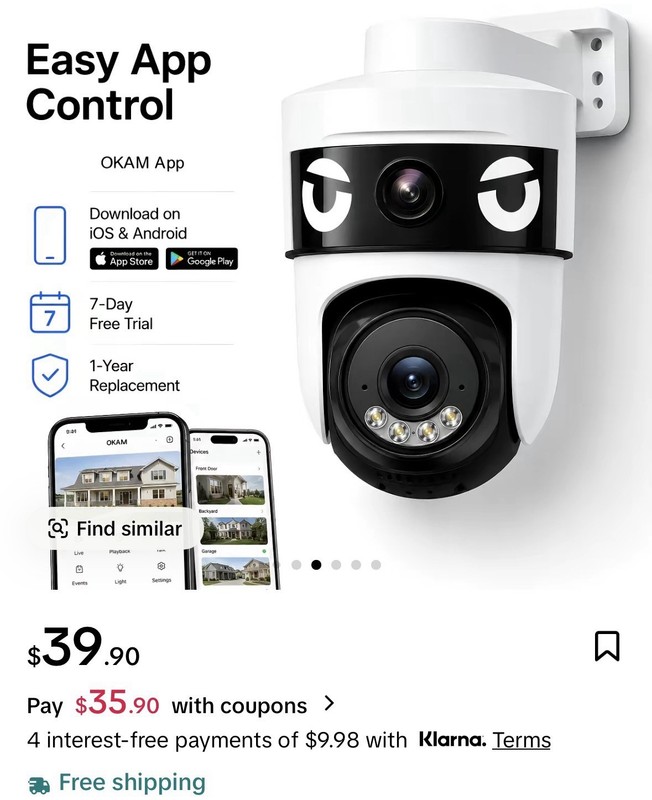 AI + WIFI SMART (Security Camera) - Two Way Talk, Day & Night Vision, ETC… gallery