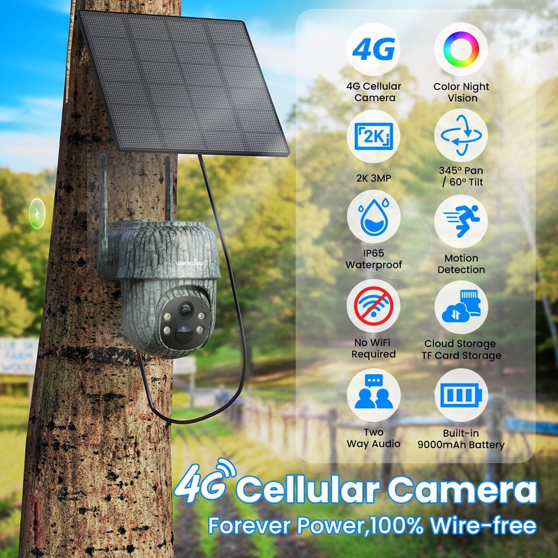3Pack Wansview 4G LTE Cellular Solar Security Camera Outdoor Color Night Vision gallery