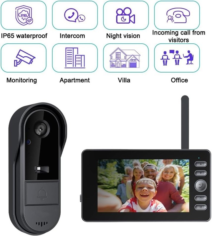 Doorbell Camera Wireless No Subscription with Monitor for Home/Apartment, Video gallery