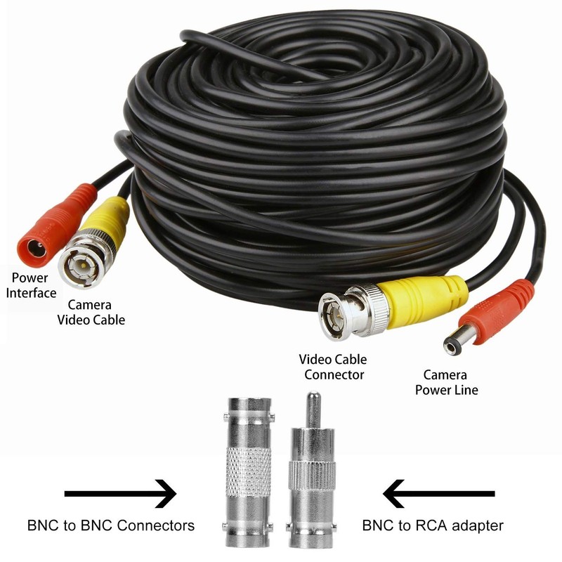 4 Pack 30M/100ft All-in-One BNC Video Power 100ft, 100ft-Black gallery