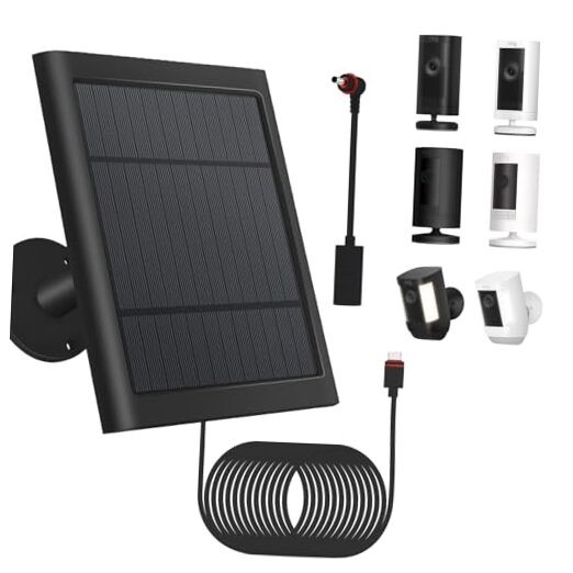 1 Pack – Solar Panel for Ring Security Camera Spotlight Cam Dark Black