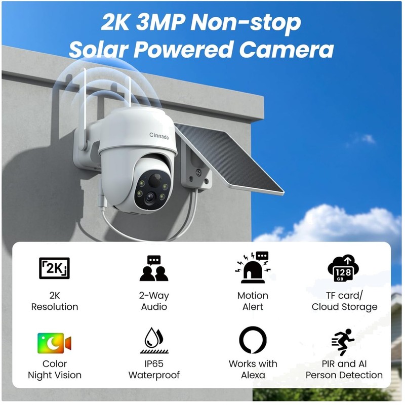 Wireless Solar Camera 2 Pack with Human Detection