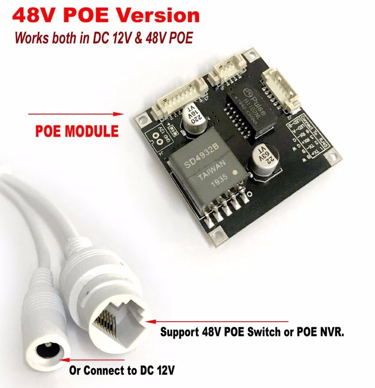 CCTV 48V POE power module + 4mp IP Camera board Security Network poe cable lens gallery