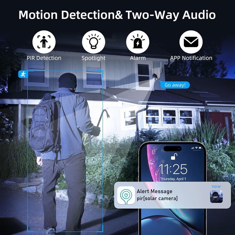 Outdoor 4G LTE Security Camera with 2K Night Vision & Motion Alerts - No WiFi gallery