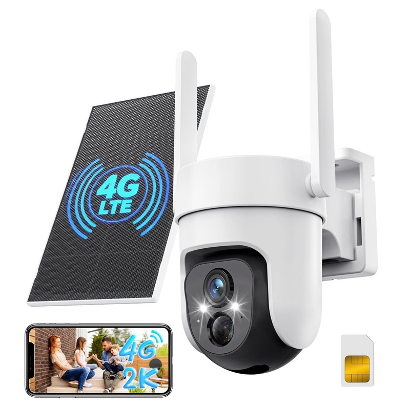 4G LTE Cellular Solar Security Camera Wireless Outdoor, No WiFi Needed, SIM C…
