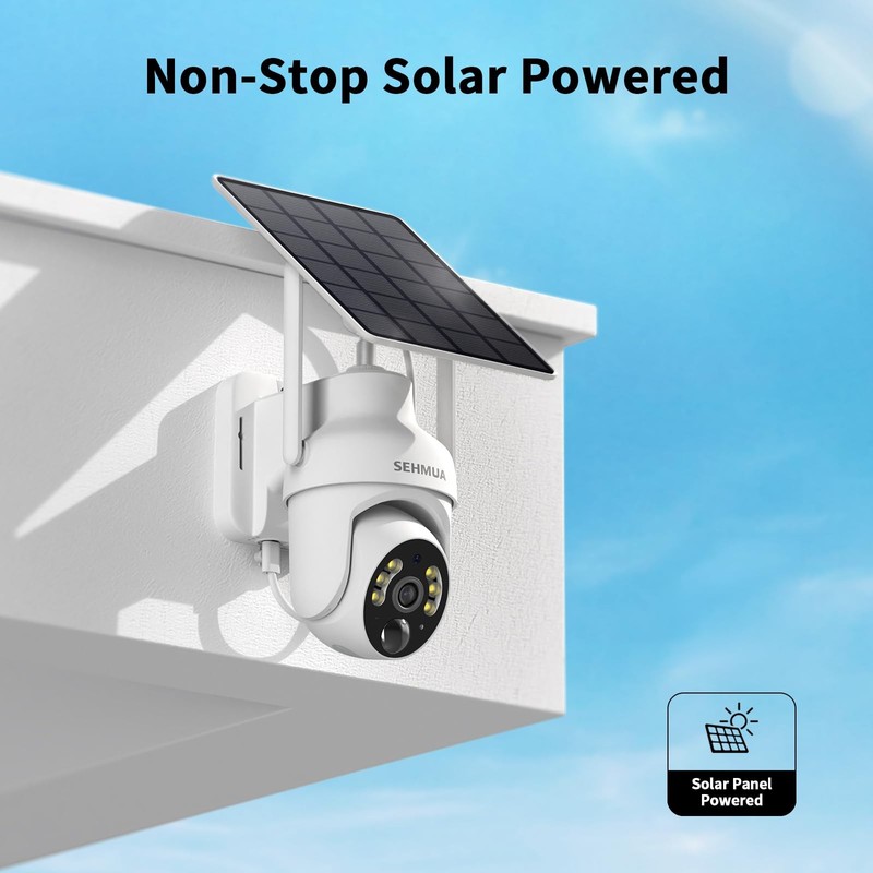 2K Solar Security Cameras Wireless Outdoor, 2 Pack 360° View Pan/Tilt WiFi Se... gallery
