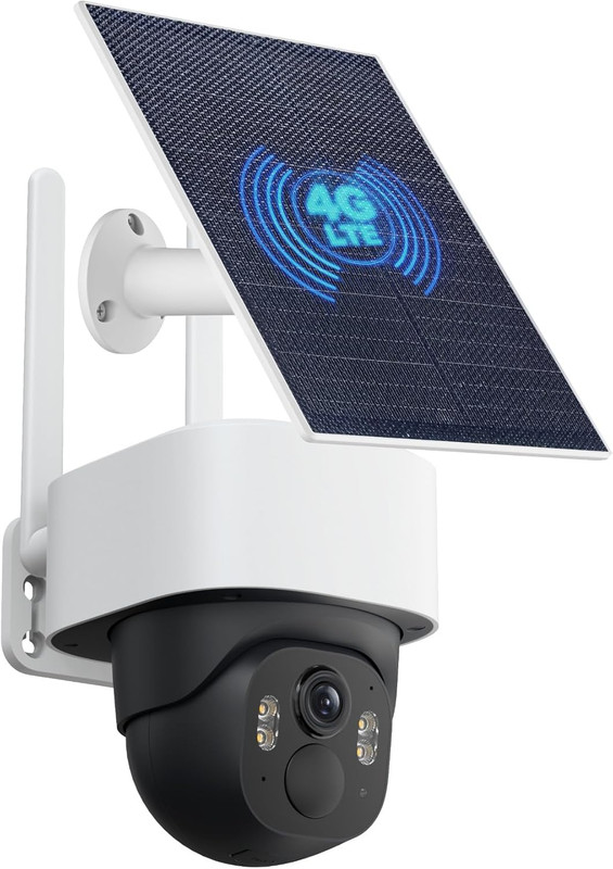 4G LTE Solar Security Camera, 360° View, AI Detection, No Wifi Needed