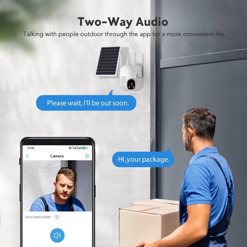 2.4G WIFI Solar Battery Outdoor 4MP HD Wireless Security Camera Two Way Audio gallery
