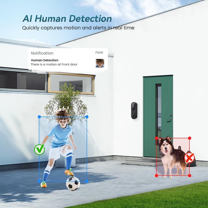 Orbitell Wireless Wi-Fi Video Doorbell Camera with Two Way Audio, AI Motion Dete gallery