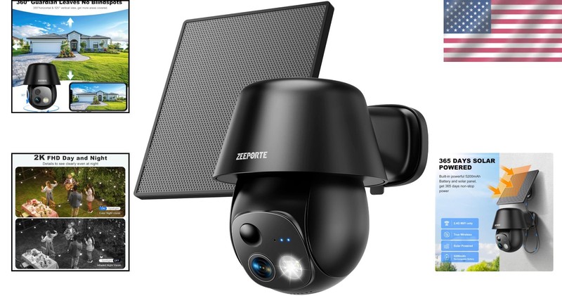 Solar Powered Outdoor Security Camera - 2K HD, Night Vision & Cloud Storage gallery