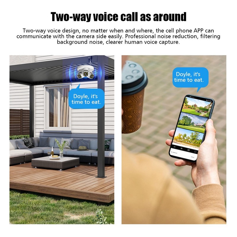 WIFI 6MP Camera Three Lens Auto Tracking 360° PTZ Security Night Vision Camera gallery