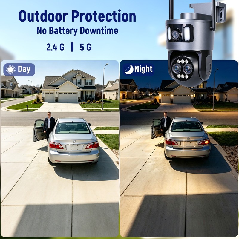 4K8MP Outdoor Home Security Camera Triple Cameras 360° PTZ Auto Tracking 10×Zoom gallery