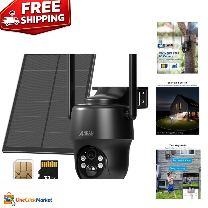 Complete Outdoor Surveillance: 4G LTE Solar Camera, 2K Resolution & Night Vision