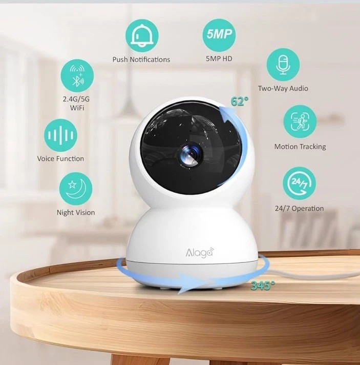 Alaga Indoor Cam, 3K HD Indoor Security Camera,360°Pan/Tilt Pet Cam - 2Way Audio gallery