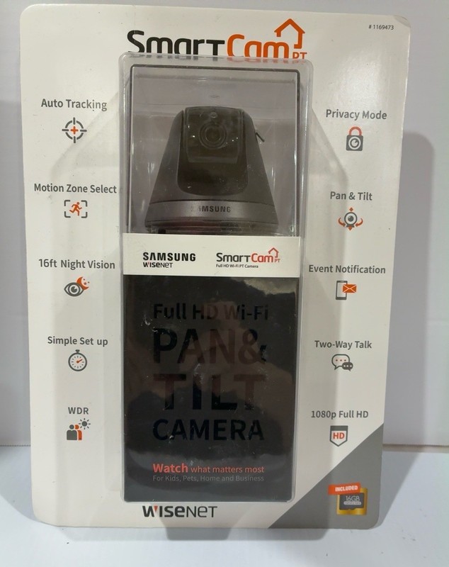Samsung Wisenet SmartCam PT SNH-V6410PN 1080p Wi-Fi Pan Tilt Camera Sealed gallery
