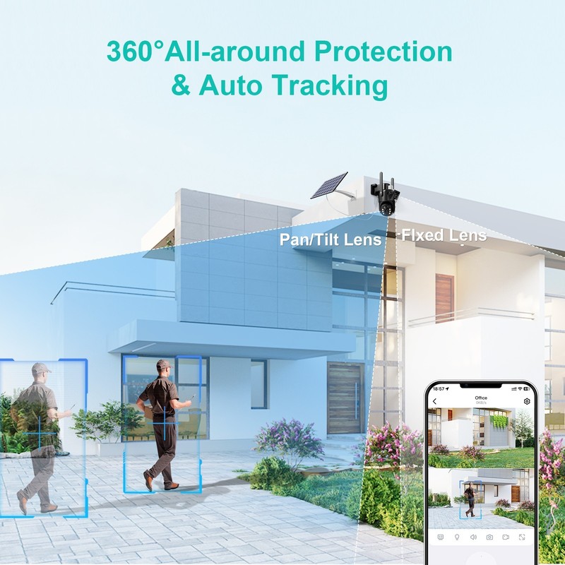 2PCS Solar Security Camera Wireless Outdoor 4MP PTZ WiFi Color NightVision Audio gallery