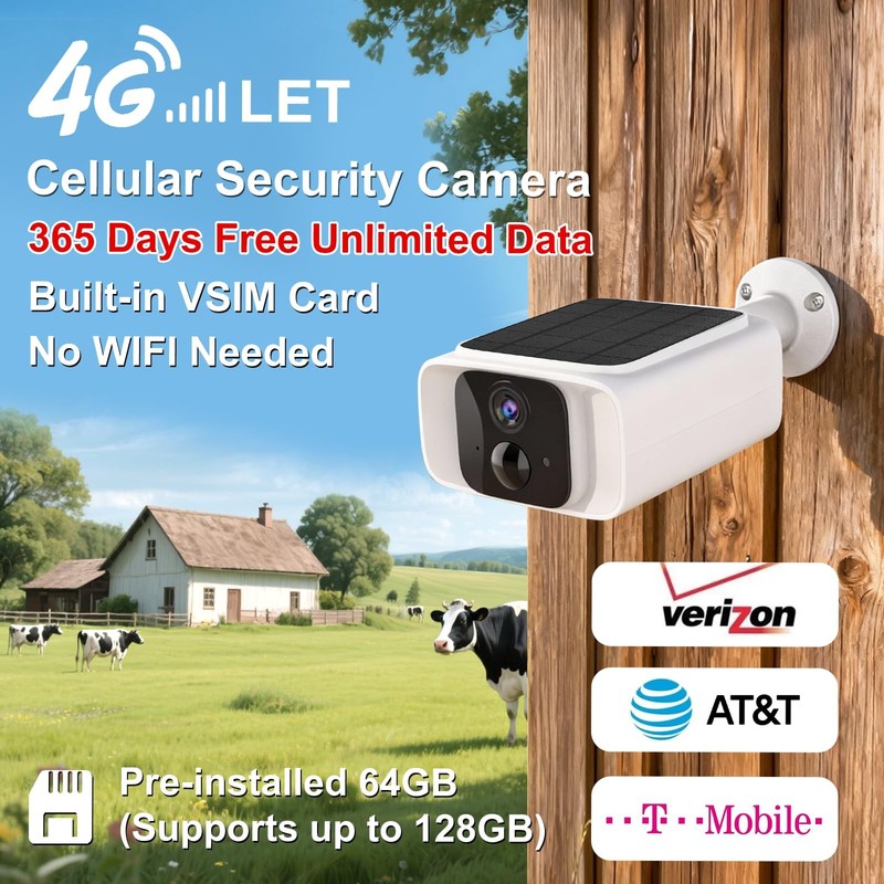4G LTE Cellular Security Camera Outdoor Wireless, 365-Day Free Unlimited Data... gallery