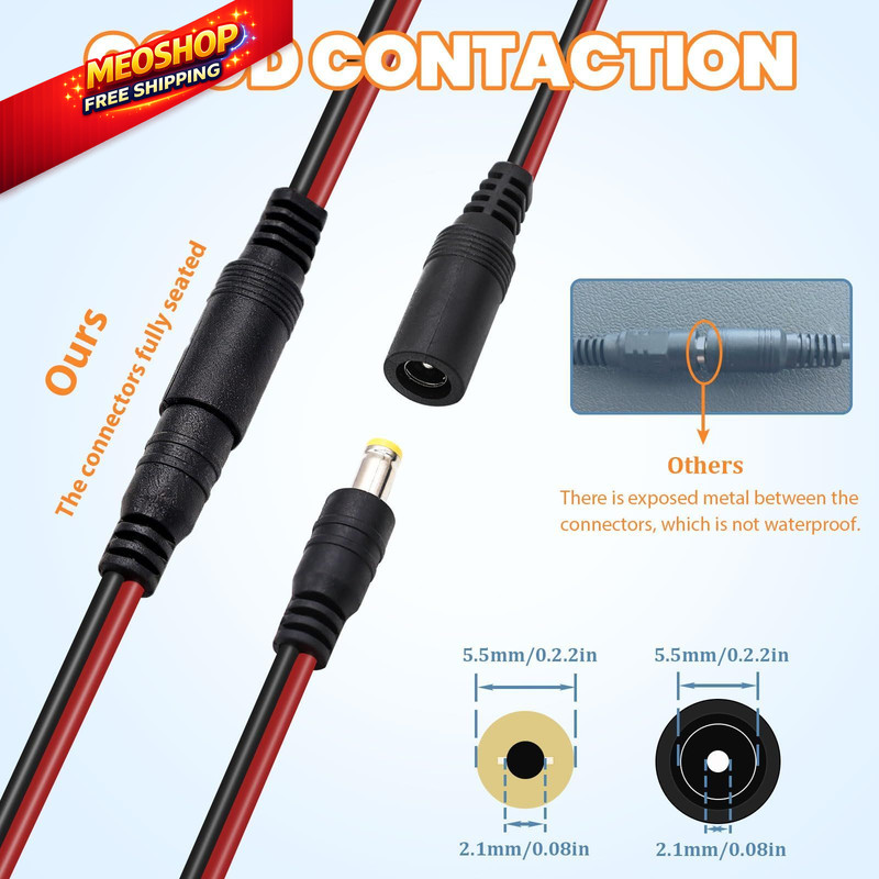 Seamaka 10 Pairs (Real 18AWG) 12V 5A DC Power Pigtail Barrel Plug Red/Black gallery