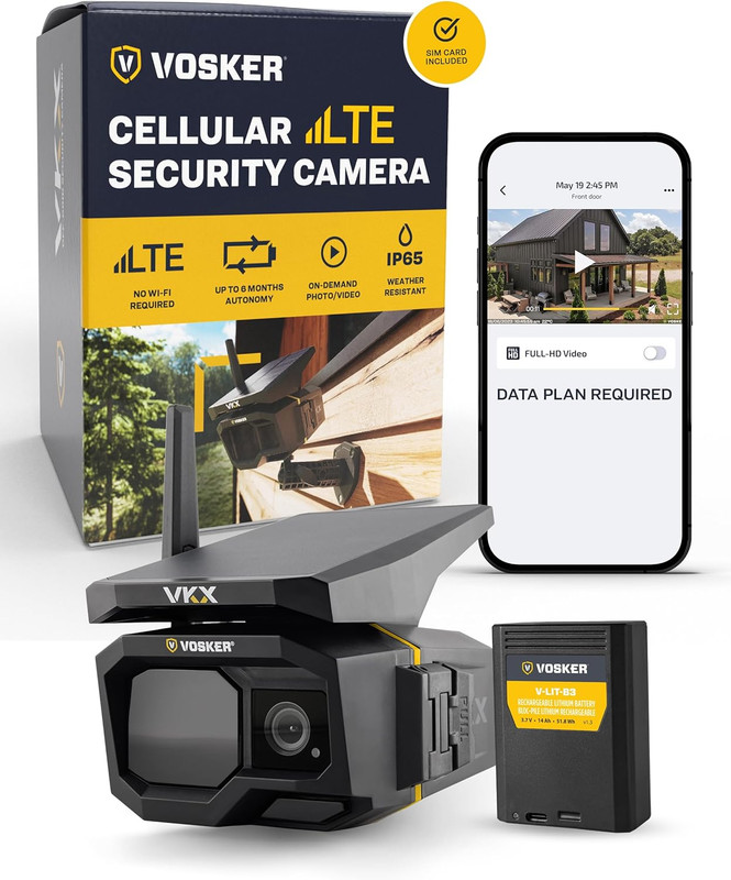 VKX Solar Powered 4G-LTE Outdoor Cellular Security Camera – No Wifi Needed, Moti