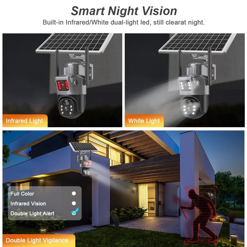 WiFi 4MP Wireless Solar Power PTZ IP Camera Security 8X Zoom Two-Way Audio gallery
