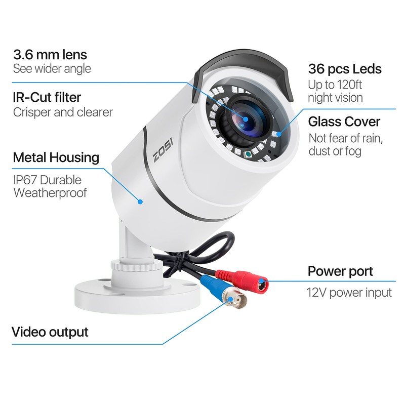4 Pack 2MP 1080p HD-TVI Home Outdoor Indoor 1920TVL, 36PCS LEDs, Night Vision... gallery