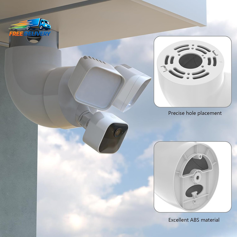 Outdoor Camera Eave Mount Bracket Compatible with R-Ing Floodlight Cam Wired Pro gallery